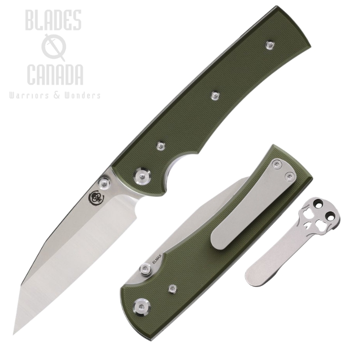 (image for) Chaves Sangre 229 Folding Knife, Elmax SW/Satin Wharncliffe, G10 OD Green, 14557