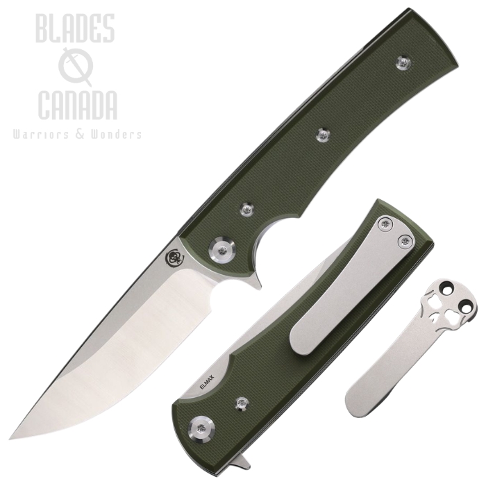 (image for) Chaves LiberationStreet Folding Knife, Elmax SW/Satin Drop Point, G10 OD Green, 14564