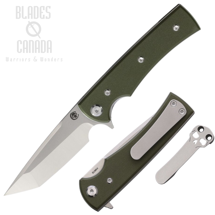 (image for) Chaves Liberation Street Flipper Folding Knife, Elmax SW/Satin Tanto, G10 OD Green, 14565