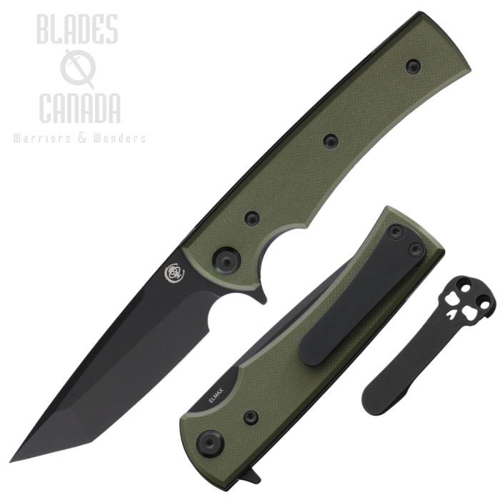 (image for) Chaves Liberation Street Flipper Folding Knife, Elmax Black Tanto, G10 OD Green, 14567