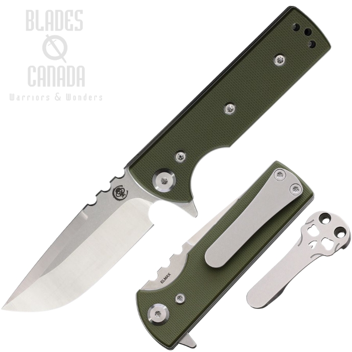 (image for) Chaves TAK Redencion Flipper Folding Knife, Elmax Satin Drop Point, G10 OD Green, 14576