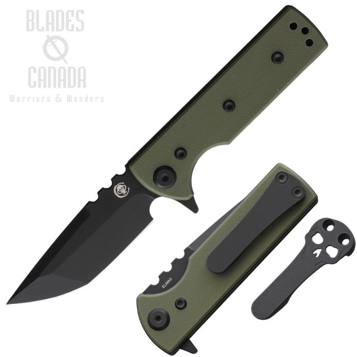 (image for) Chaves TAK Redencion Flipper Folding Knife, Elmax Black Tanto, G10 OD Green, 14579