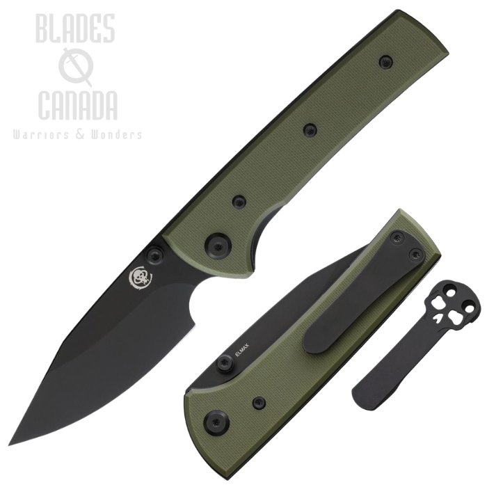 (image for) Chaves Scapegoat Street Folding Knife, Elmax Black Spear Point, G10 OD Green, 14598
