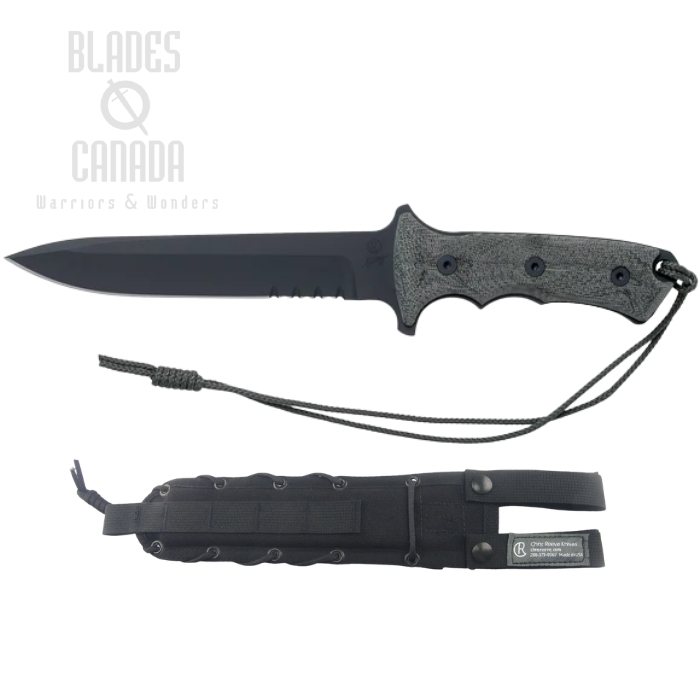 (image for) Chris Reeve Green Beret 7" Fixed Blade Knife, MagnaCut Cerakote, Partially Serrated, Micarta Black, GB7-1001