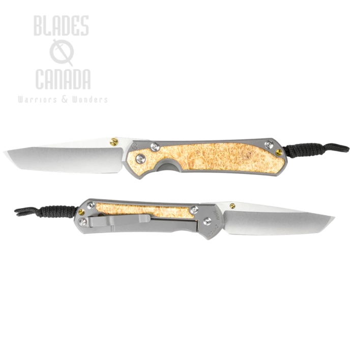 (image for) Chris Reeve Large Sebenza 31 Tanto Framelock Folding Knife, MagnaCut SW, Titanium Glass Blasted w/Box Elder Inlay, L31-1132