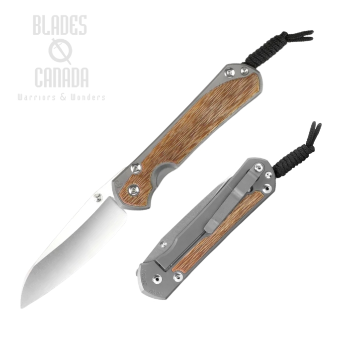 (image for) Chris Reeve Large Sebenza 31 Insingo Framelock Folding Knife, CPM MagnaCut, Titanium Sand Blasted w/Natural Micarta Inlay, L31-1222