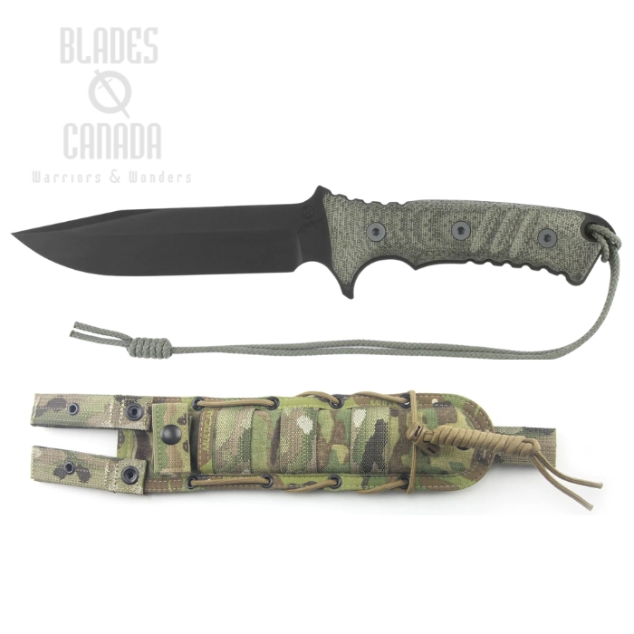 (image for) Chris Reeve Pacific 6" Fixed Blade Knife, MagnaCut Cerakote, Micarta Black, Canvas Multi-Cam Sheath, PAC-1000