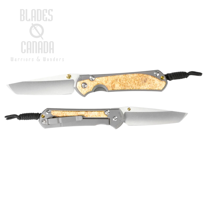 (image for) Chris Reeve Small Sebenza 31 Tanto Framelock Folding Knife, Magnacut SW, Titanium Glass Blasted w/Box Elder Inlay, S31-1132
