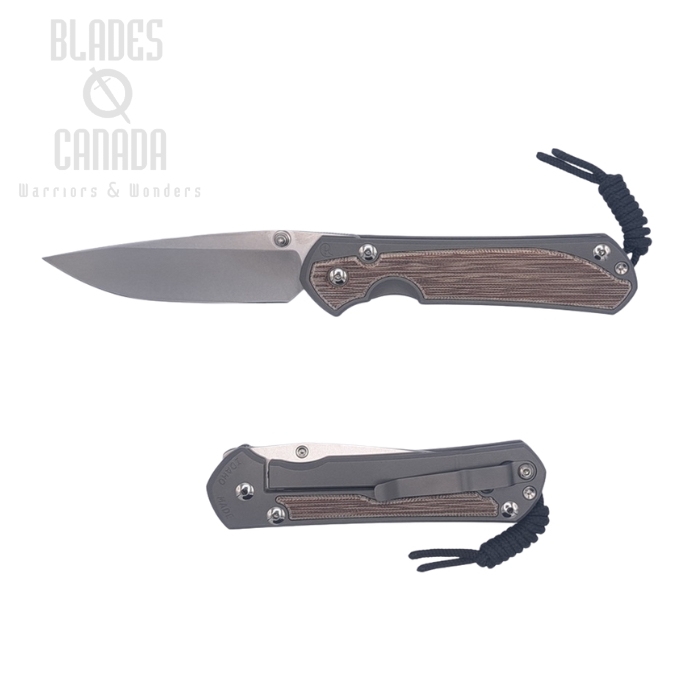 Chris Reeve Large Sebenza 31 Framelock Folding Knife, Glass Blasted Titanium, CPM MagnaCut, Natural Micarta