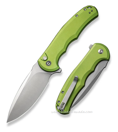 CIVIVI Praxis Flipper Button Lock Knife, Nitro-V, Aluminum Green, C18026E-3