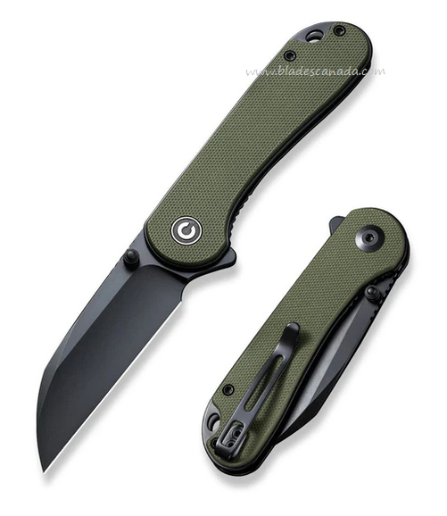 CIVIVI Elementum Flipper Folding Knife, Nitro-V Black, G10 OD Green, 18062AF-2