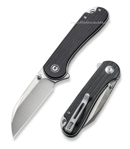 CIVIVI Elementum Flipper Folding Knife, Nitro-V Satin, Micarta Black, 18062AF-3