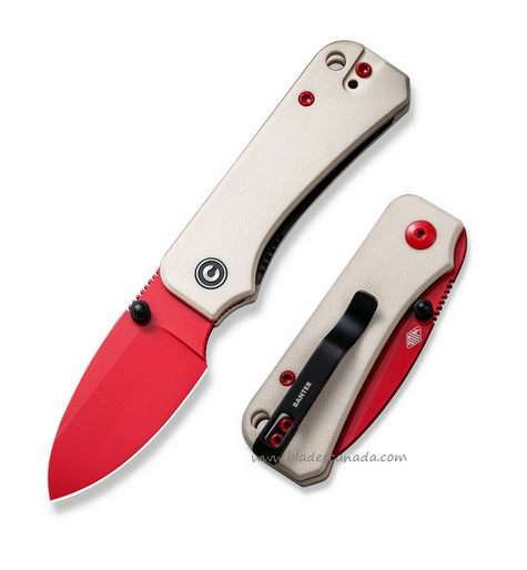 CIVIVI Baby Banter Folding Knife, Nitro-V Red, G10 Ivory, 19068S-7