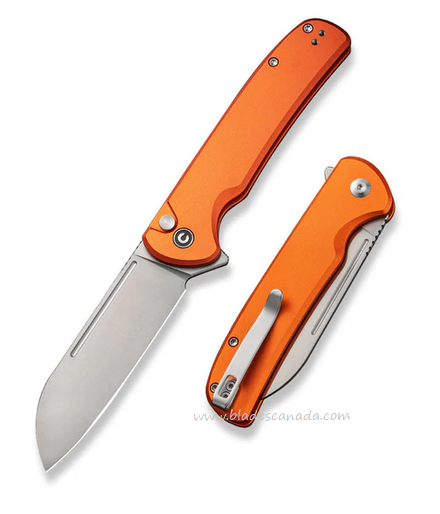 CIVIVI Chevalier II Flipper Button Lock Knife, 14C28N, Aluminum Orange, C20022B-2
