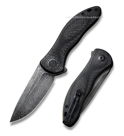 CIVIVI Synergy3 Flipper Folding Knife, Damascus, G10/Carbon Fiber, C20075D-DS1