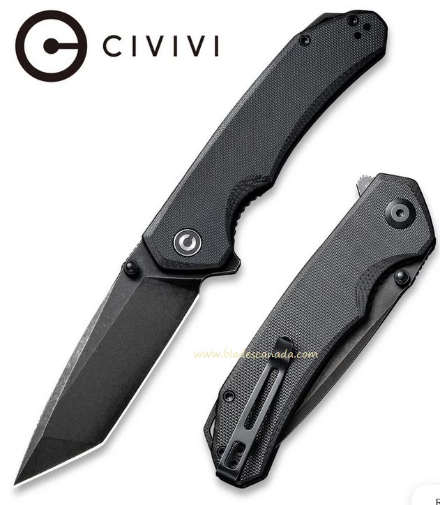 CIVIVI Brazen Flipper Folding Knife, D2 Black, G10 Black, 2023C