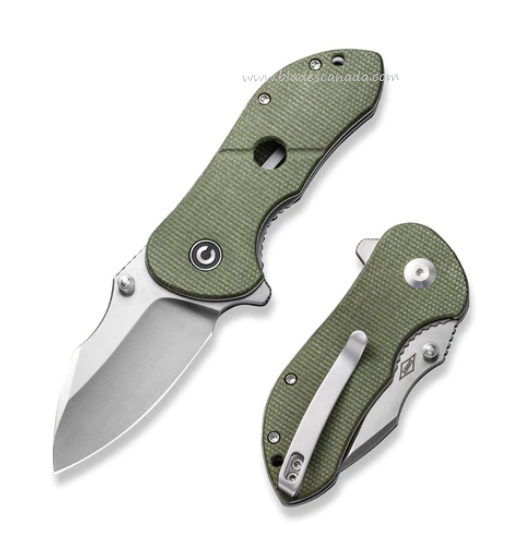 CIVIVI Gordo Flipper Folding Knife, D2 Satin, Micarta Olive, C22018C-2