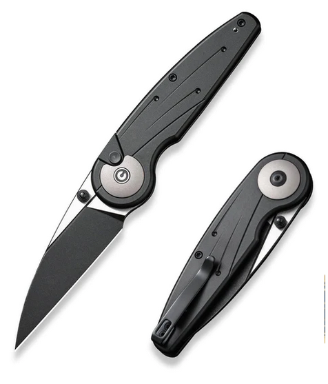 CIVIVI Starflare Button Lock Folding Knife, Nitro-V Black/Satin, Aluminum Black, C23052-1