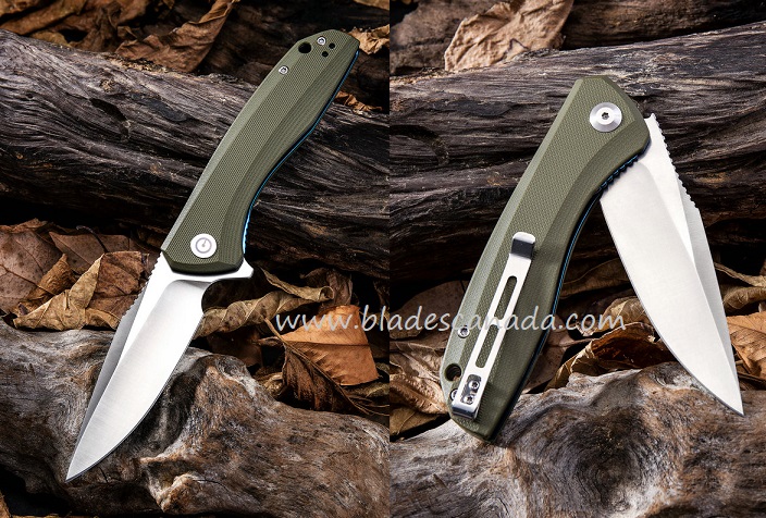 CIVIVI Baklash Flipper Folding Knife, G10 Green, 801A