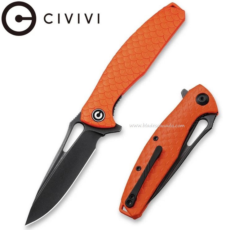 CIVIVI Wyvern Flipper Folding Knife, D2 Steel, FRN Orange, C902G