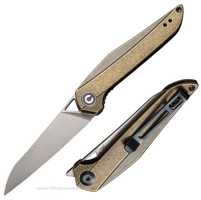 CIVIVI McKenna Flipper Folding Knife, 154CM, Brass Handle, Isham Design, 905D
