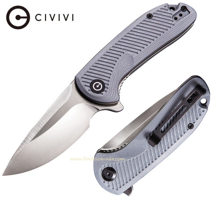 CIVIVI Durus Flipper Folding Knife, D2, G10 Grey, 906A