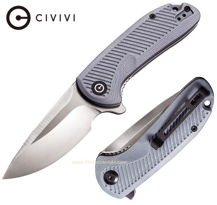 CIVIVI Durus Flipper Folding Knife, D2, G10 Grey, 906A - Click Image to Close