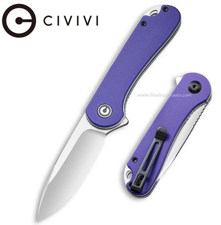 CIVIVI Elementum Flipper Folding Knife, D2, G10 Purple, 907V