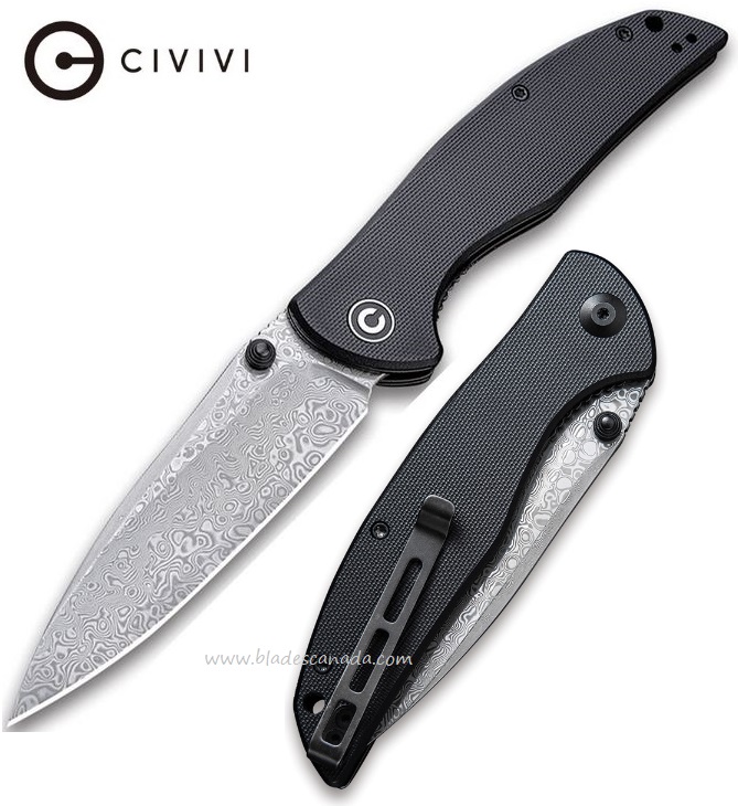 CIVIVI Governor Folding Knife, Damascus, G10 Black, 911DS - Click Image to Close