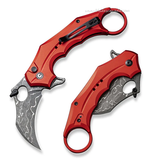 CIVIVI Incisor II Flipper Button Lock Knife, Damascus, Aluminum Red, C16016B CIVIVI Incisor II Flipper Button Lock Knife, Damascus, Aluminum Red, C16016B