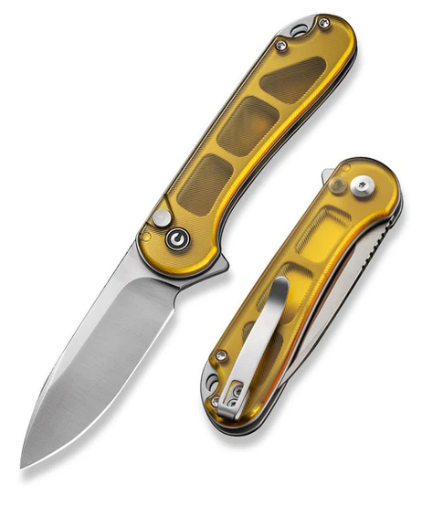CIVIVI Elementum II Flipper Folding Button Lock Knife, Nitro-V Satin, Ultem, C18062P-7