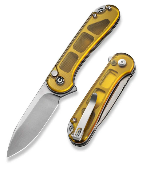 CIVIVI Elementum II Flipper Folding Button Lock KNife, Nitro-V Satin, Ultem, C18062P-7