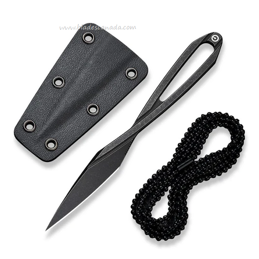 CIVIVI D-Art Fixed Blade Neck Knife, D2 Black, Kydex Sheath, C21001-2