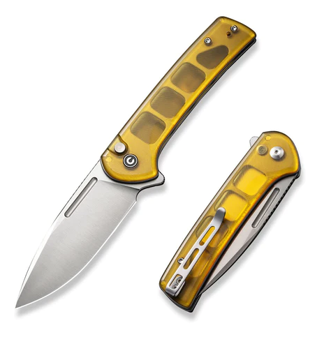 CIVIVI Conspirator Flipper Button Lock Folding Knife, Nitro-V Satin, Ultem, C21006-5