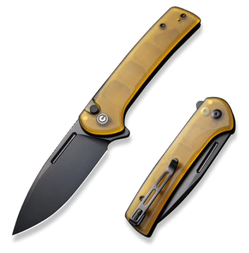 CIVIVI Conspirator Flipper Button Lock Knife, Nitro-V Black, Ultem, C21006-6