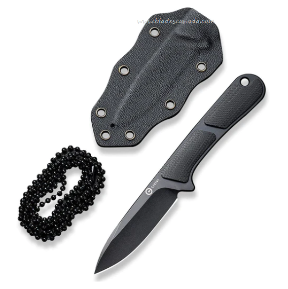 CIVIVI Mini Elementum Fixed Blade Knife, Nitro-V Black, G10 Black, C23010-1