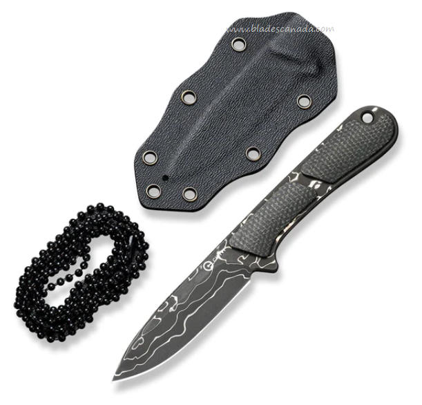 CIVIVI Mini Elementum Fixed Blade Knife, Damascus, Micarta Black, C23010-DS1