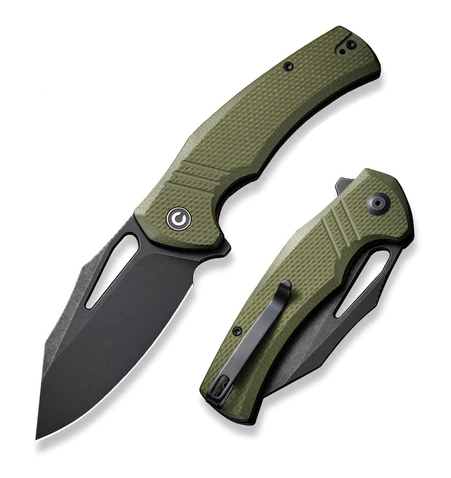 CIVIVI BullTusk Flipper Folding Knife, 14C28N Black, G10 OD Green, C23017-2
