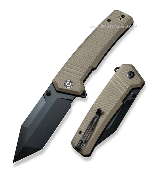 CIVIVI Bhaltair Flipper Folding Knife, 14C28N Black, G10 Tan Coarse, C23024-2 CIVIVI Bhaltair Flipper Folding Knife, 14C28N Black, G10 Tan Coarse, C23024-2