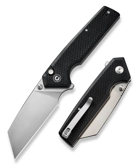 CIVIVI Amirite Flipper Button Lock Knife, Nitro-V Satin, G10 Black, C23028-2