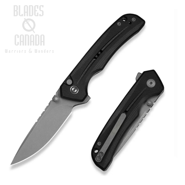 CIVIVI Tarask Flipper Button Lock Folding Knife, Nitro-V Gray SW, G10 Black, C25023C-1