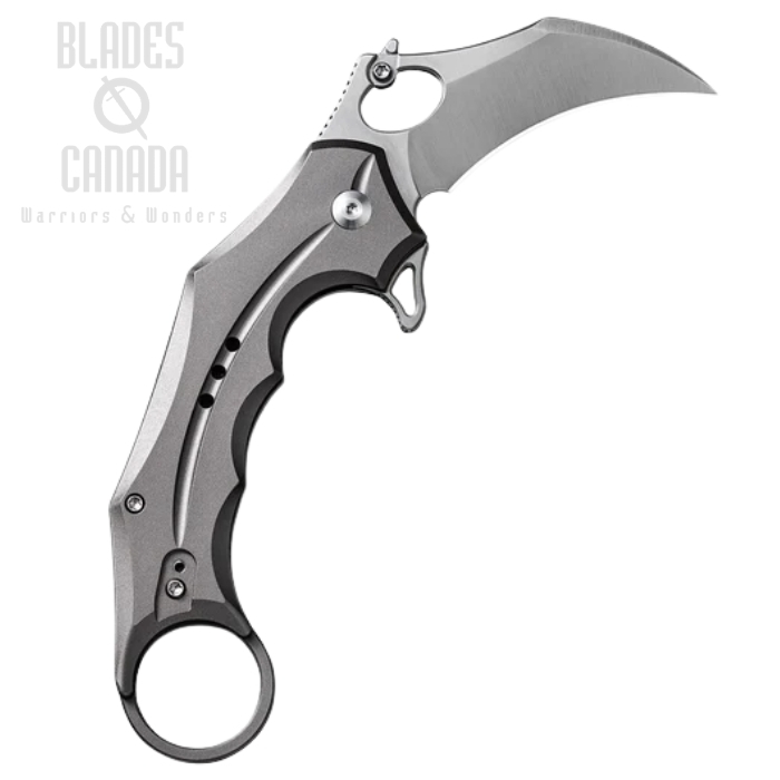 (image for) CIVIVI Incisor II Flipper Button Lock Karambit Knife, Nitro-V Satin, Aluminum Grey, C16016B-3