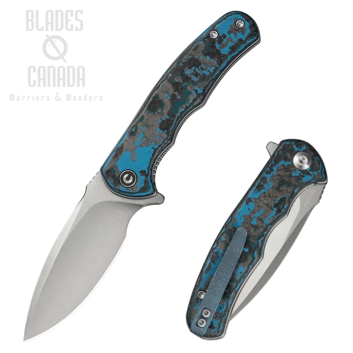 CIVIVI Mini Praxis Flipper Folding Knife, Ltd Edition, CPM S35VN Satin, Carbon Fiber Artic Storm, C18026CB-1