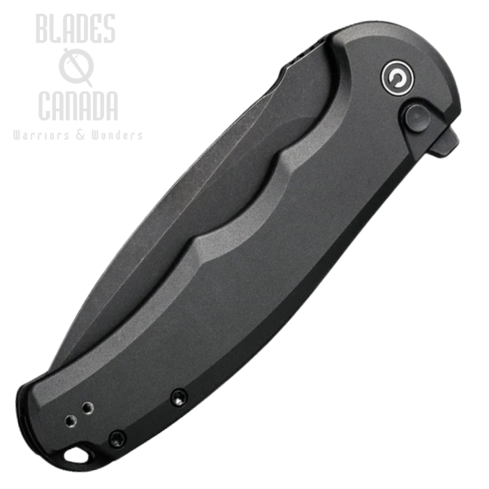 (image for) CIVIVI Praxis Flipper Button Lock Knife, Nitro-V Black, Aluminum Black, 18026E-1