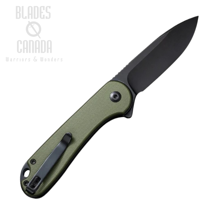 (image for) CIVIVI Button Lock Elementum II Flipper Folding Knife, Nitro-V Black SW, G10 OD Green, C18062P-3