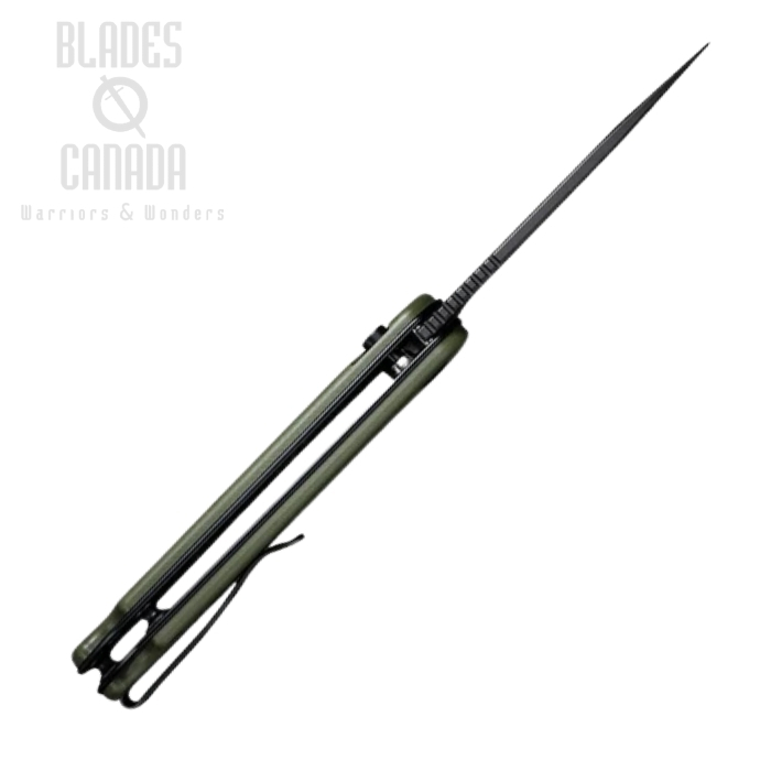 (image for) CIVIVI Button Lock Elementum II Flipper Folding Knife, Nitro-V Black SW, G10 OD Green, C18062P-3