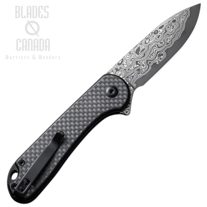(image for) CIVIVI Elementum II Flipper Button Lock Folding Knife, Damascus, G10/Carbon Fiber, C18062PB-DS1