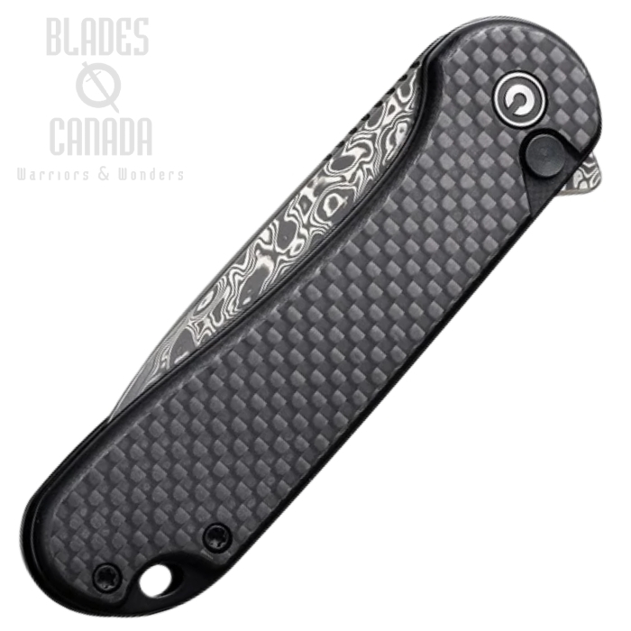 (image for) CIVIVI Elementum II Flipper Button Lock Folding Knife, Damascus, G10/Carbon Fiber, C18062PB-DS1