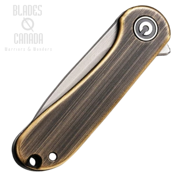 (image for) CIVIVI Mini Elementum Flipper Framelock Knife, 14C28N, Brass/Stainless, 18062Q-1