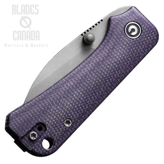 (image for) CIVIVI Baby Banter Folding Knife, Nitro-V SW Wharncliffe, Micarta Purple, C19068SC-2